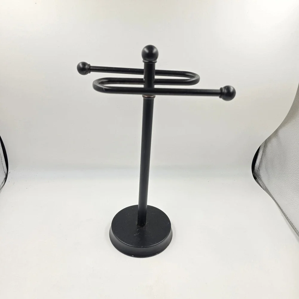 LG Sourcing Matte Black Metal S-Curve Countertop Hand Towel Holder 161316